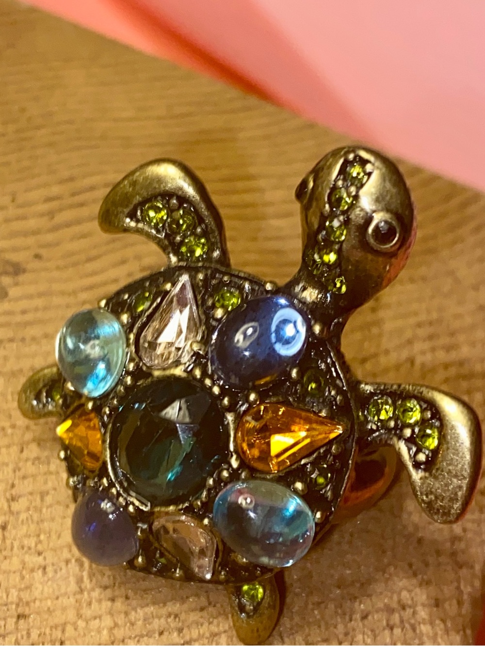 VTG Antique Brass-Tone Turtle Ring